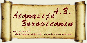 Atanasije Borovićanin vizit kartica
